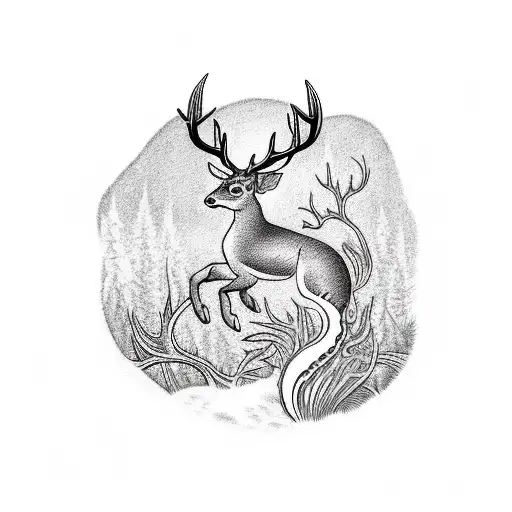 scallop riding a deer with a redfish tattoo design idea
