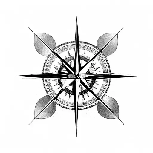 compass with west spelled out with the arrows going through  tattoo design idea