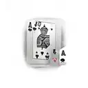 A sketch-style tattoo of a poker table with cards showing 7 and 2 as the winning hand tattoo design idea