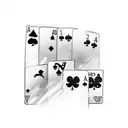 A sketch-style tattoo of a poker table with cards showing 7 and 2 as the winning hand tattoo design idea