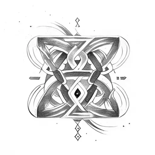 Nordic runes, black rings, thor tattoo design idea