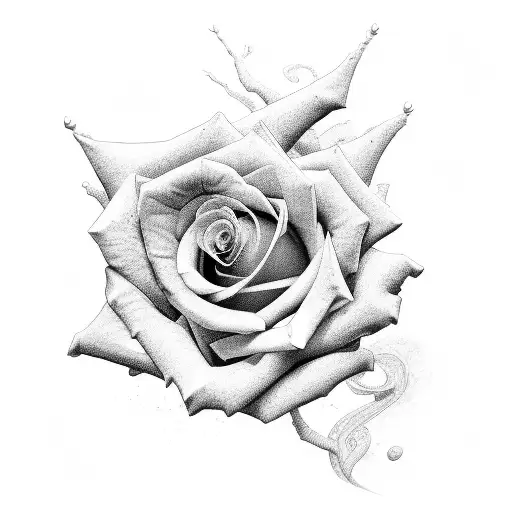 rose with engraving immortal tattoo design idea