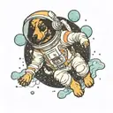 Dog black astronaut floating in space tattoo design idea