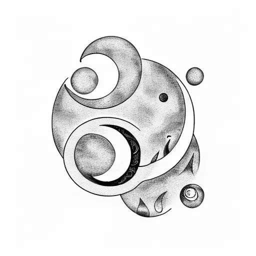 A crescent moon with Alicja, Alex, and Wiktor's names incorporated into the design tattoo design idea