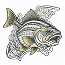 fly fishing striped bass   tattoo design idea