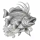 fly fishing striped bass   tattoo design idea