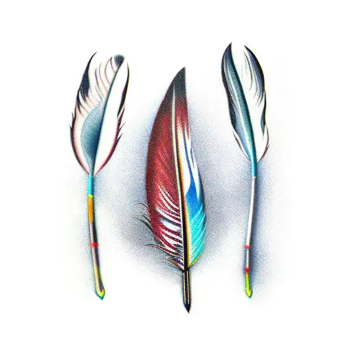 dagger and goose feather tattoo design idea