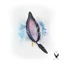 dagger and goose feather tattoo design idea