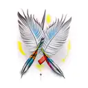 dagger and goose feather tattoo design idea