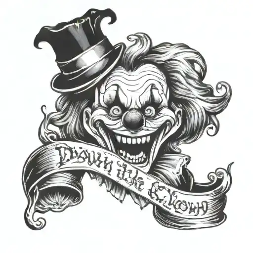 text "down with the clown till I'm dead in the ground" tattoo design idea