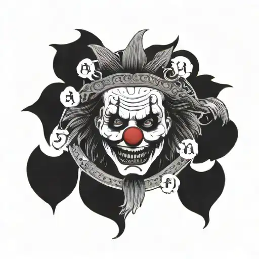 text "down with the clown till I'm dead in the ground" with a crow tattoo design idea