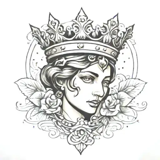 Athena's Face with a Crown tattoo design idea