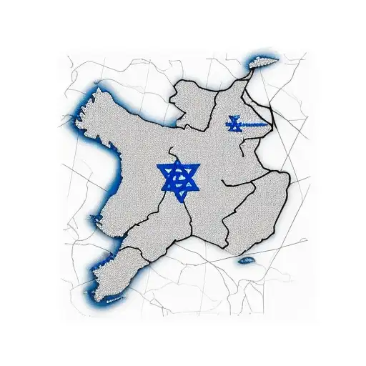 israel map with israel flag tattoo design idea