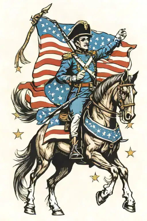 hussar with American flag tattoo design idea