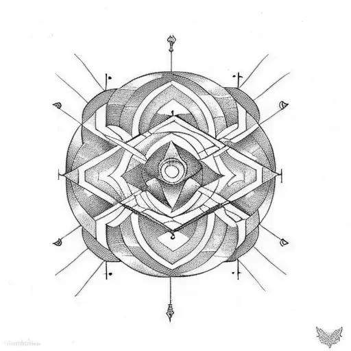 I want a tattoo for my right arm, combining geometric elements, the fibonacci spiral, squares, etc.  tattoo design idea