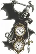 grim reaper holding clock time running out  tattoo design idea