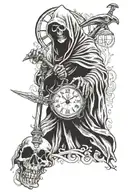 grim reaper holding clock  tattoo design idea