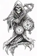 grim reaper holding clock  tattoo design idea