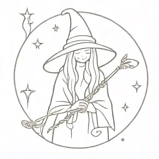 simple girly wizard   tattoo design idea