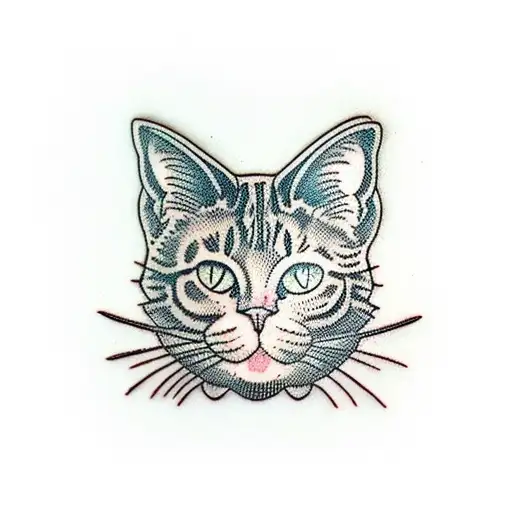 shot glass with cat's tail and ears tattoo design idea