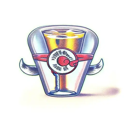 shot glass with cat's tail and ears tattoo design idea