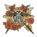 Star Wars and dragonflies flying tattoo design idea