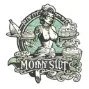 sexy baker milf with the writing "Mommy Slut For M" tattoo design idea