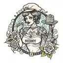 sexy baker milf with the writing "Mommy Slut For M" tattoo design idea