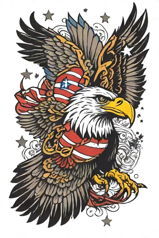 patriotic and eagle soaring tattoo design idea