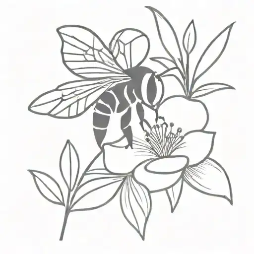ella ellis flower bee sitting tattoo design idea