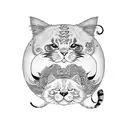 cat and panda hugging yin &yang tattoo design idea