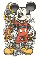 Mickey Mouse Holding a BIC Lighter tattoo design idea