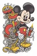 Mickey Mouse Holding a BIC Lighter tattoo design idea