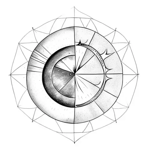 circle: half moon and half sun. Draw sunbeams on the sun half and little stars on the moon half tattoo design idea