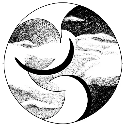 Single circle :half moon and half sun. Draw sunbeams on the sun half and little stars on the moon half tattoo design idea