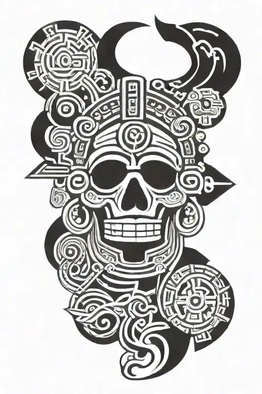 tattoo, mayan, hieroglyph, wide black lines, mayan style tattoo design idea