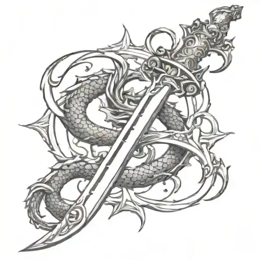 Dragon sword tattoo design featuring tattoo design idea