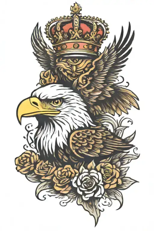eagle and king crown tattoo design idea