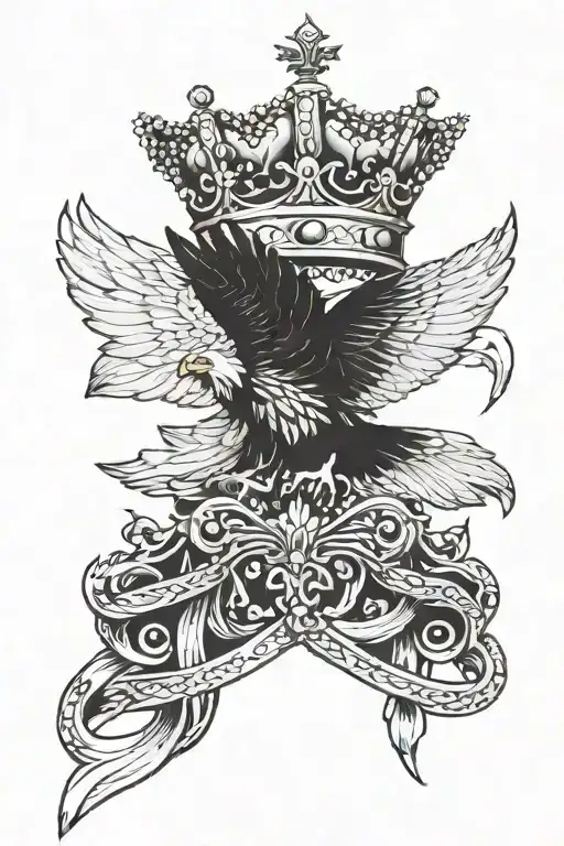 eagle and king crown tattoo design idea