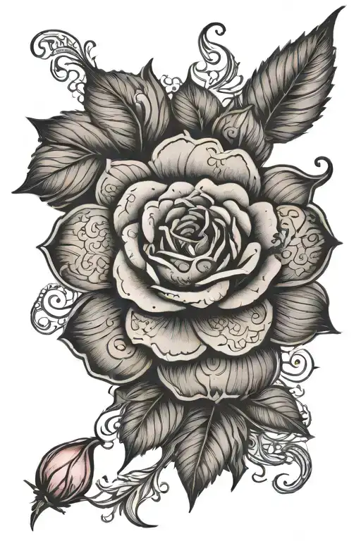 rose, Moroccan Alhambra tiles pattern style tattoo design idea