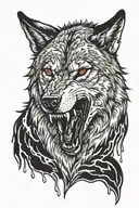 wolf growling with blood dripping tattoo design idea