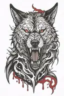 wolf growling with blood dripping tattoo design idea