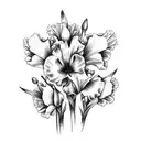 august birth flower gladiolus and poppy bouquet tattoo design idea