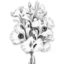 august birth flower gladiolus and poppy bouquet tattoo design idea