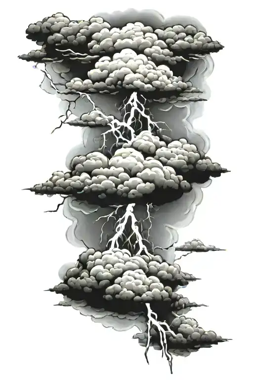 clouds and lightning tattoo design idea