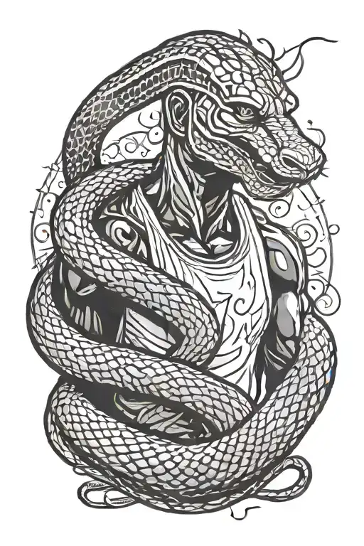 kobe Bryant black mamba snake wrapped tattoo design idea