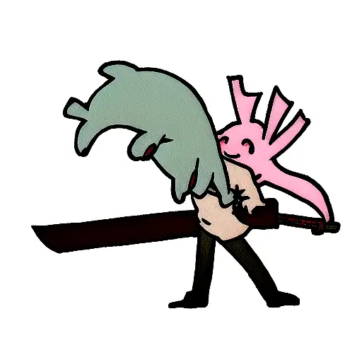 axolotl on machete  tattoo design idea