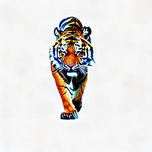 a tiger walking through the rainforest tattoo design idea