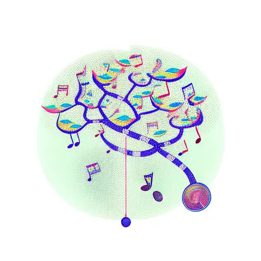 Money tree with musical notes as leaves tattoo design idea