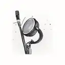 Microphone intertwined with a treble clef tattoo design idea